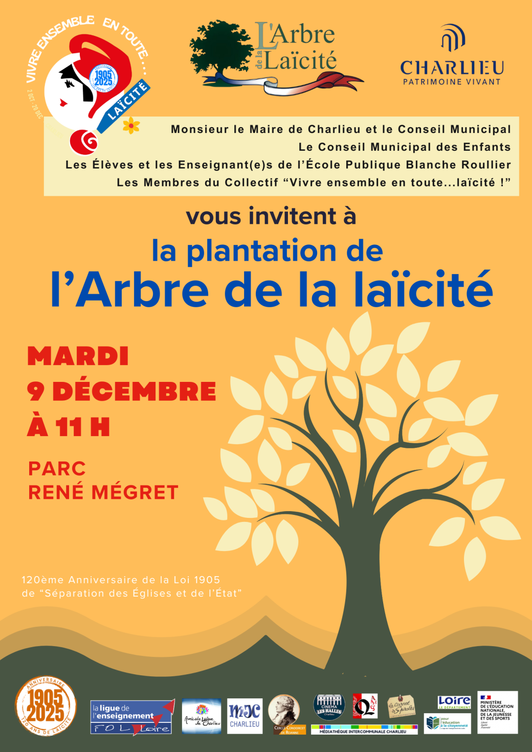 INVITATION plantation arbre de la laicité Charlieu recto